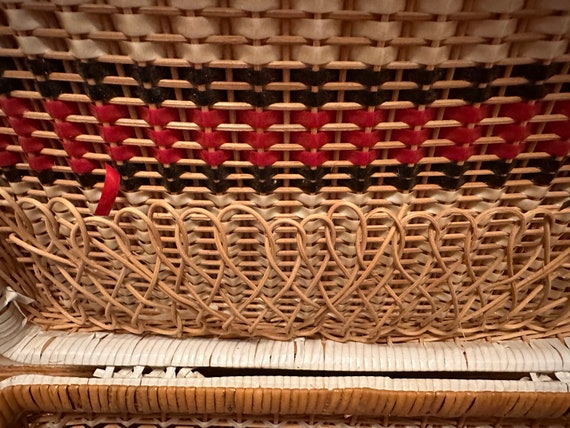 Vintage Vintage Wicker and Vinyl Rattan Picnic Ba… - image 2