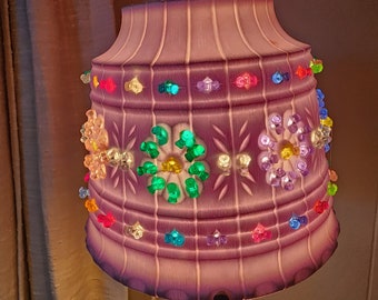 Vintage Lawnware Beaded  Flower Swag Lamp