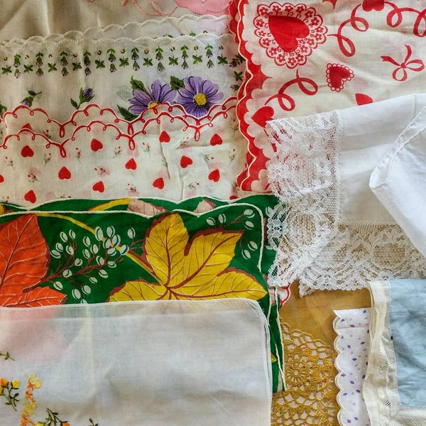 Vintage Hankys. Lot of Vintage Hankerchiefs.