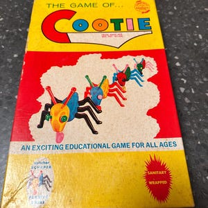 Vintage 1940’s Cooties Game. Vintage 1949 Cootie Game. All piece arSome stains and wear on box, which brings an ext