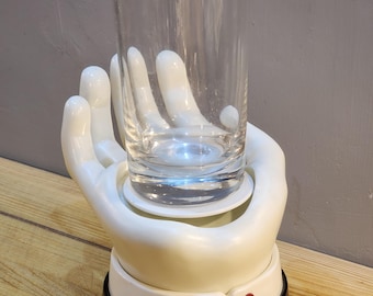 Vintage 1980s Battery Operated Cocktail Butler Barware. Drink Delivery Motorized Hand with Table Edge Sensor Stop Cousin It Halloween Decor