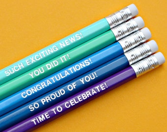 Celebration Pencil Set - Good Luck Exams - End Of Year Student Gift - School Leaver - Student Graduation - New Job - Passing Driving Test