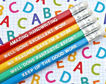 Teacher Reward Pencil Set - Student Gifts From Teacher - Motivational School Pencils - Encouragement - Home Education - Home Schooling