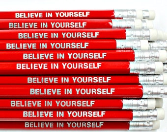 Believe In Yourself Pencil - Good Luck Exams - School Leaver Gift 2024 - Exam Gifts - Positive Affirmations - Motivational Pencils