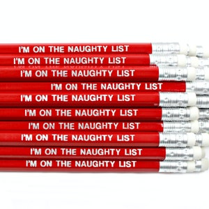 Naughty Or Nice List Pencil Christmas Eve Box Advent Calendar Fillers Stocking Filler Stuffers Nice Letter Elf Secret Santa Gift Red Naughty List
