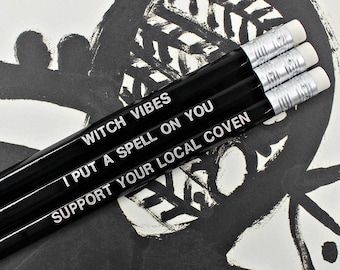 Witch Pencils - Gothic Coven Stationery Set