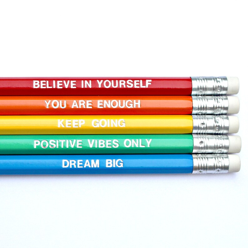 Positive Pencils Set Self Care Mental Health Gift Etsy