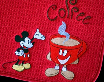 Mickey Mouse Coffee Bar Mat, Disney Coffee Station Decor, Personalized Coffee Mat, Coffee Dish Drying Mat, Coffee Lover Gift, Coffee Lover