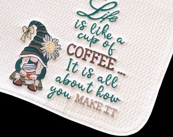 PERSONALIZED Coffee Mat, Gnome Coffee Ma Bar Mat, Coffee Bar Decor, Girl Gnome Coffee Station, Mat, Coffee Gift, Coffee Station, Gnome Gift