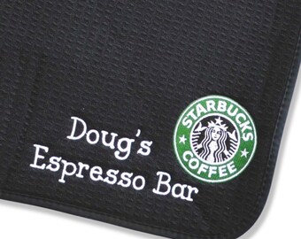 PERSONALIZED Coffee Mat - Coffee Lover Mat -Coffee Bar Decor - Coffee Station Mat - To-Go Coffee/Coffee Shop Mat - Coffee Gift - Bar Decor