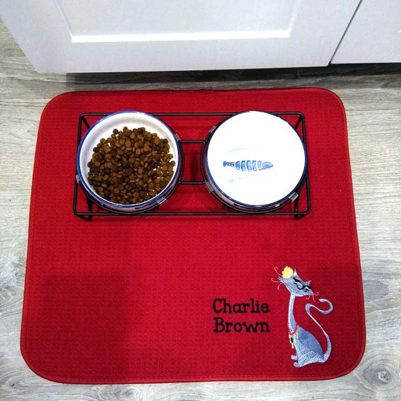 Personalized Pet Feeding Mat Cat Feeding Mat Pet Placemat Etsy