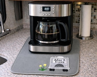 Alfombrilla de café personalizada para espacios pequeños, alfombrilla para estación de café de caravana debajo del armario, alfombrilla de encimera personalizada para caravana, alfombrilla de encimera para remolque, lavable, regalo