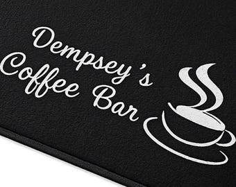 Tapete personalizado para barra de café - Tapete bordado para estación de café - Protector de mostrador - Para amantes del café - Tapete para secar platos - Lavable a máquina