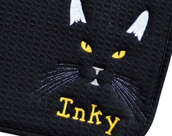 Personalized Cat Bowl Placemat, Custom Cat Feeding Mat, Cat Feeding Supplies, 16"x18" Machine W/D, Absorbent, Unique Pet Lover Gift, Cat BD