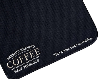 PERSONALIZED Coffee Station Mat - Coffee Bar Mat - Freshly Brewed - Coffee Gift - Dish Drying Mat - Coffee Lover Gift - Coffee Drying Mat