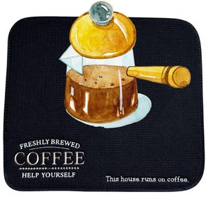 PERSONALIZED Coffee Bar Mat Accessories for Countertop Absorbent Dish Drying Mat for Kitchen Counter Coffee Maker Espresso Machine Mat 16x18