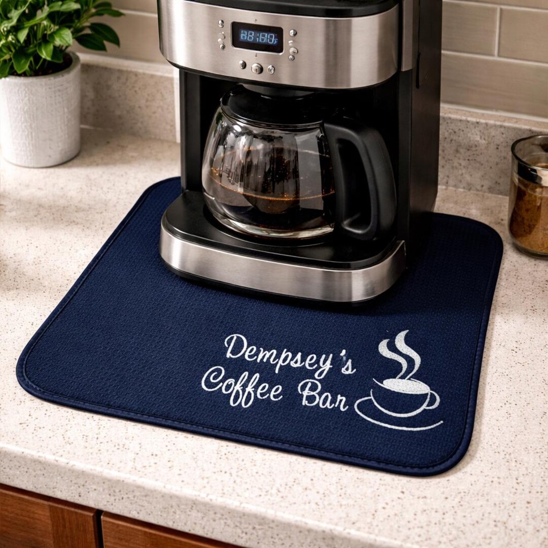 Personalized Coffee Mat-custom Coffee Bar Mat - Embroidered Coffee ...