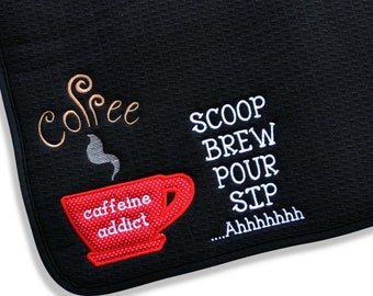 Personalized Coffee Mat - Coffee Bar Mat - Coffee Station - Coffee Lover - Coffee Bar Accessories - Customized Coffee Bar Decor -Machine W/D