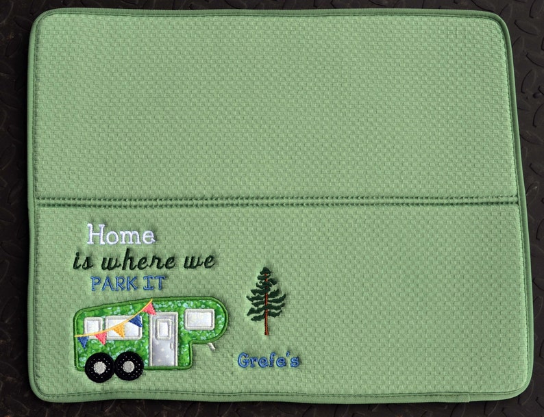 PERSONALIZED Camping Dish Drying Mat/Coffee Mat/Camper Drying Mat/Coffee Bar Mat/5Tth Wheel Decor/Coffee Station Decor/Coffee Drying Maat image 7