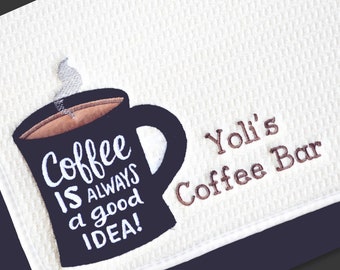 Personalized Coffee Mat - Coffee Bar - Coffee Station - Coffee Lover - Coffee Bar Accessories - Dish Drying Mat - Keurig Mat - Machine W/D