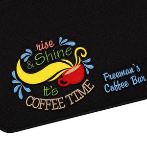 Personalized Coffee Mat - Coffee Bar - Coffee Station Mat - Coffee Lover - Embroidered - Coffee - Protector Coffee Mat - Coffee Bar Decor
