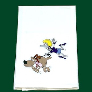 Dog Lover Embroidered Kitchen Towel - Funny Cartoon Dog Towel - Gift for Dog Mom - Pet Humor Hand Towel - Personalized Dog Walker Towel