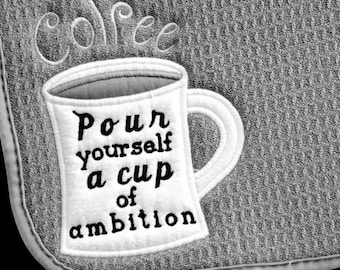 Personalized Coffee Mat - Coffee Bar - Coffee Station - Coffee Lover - Embroidered - Coffee - Dish Drying Mat - Keurig Mat - Machine W/D,