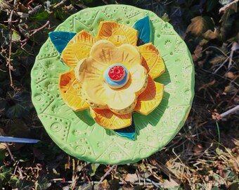 Ceramic garden stake insect waterer flower