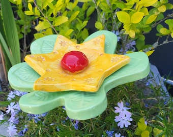 Flower ceramic garden stake insect waterer 15