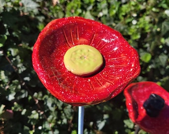 Flower ceramic garden stake insect waterer