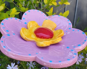 Flower ceramic garden stake insect waterer 18