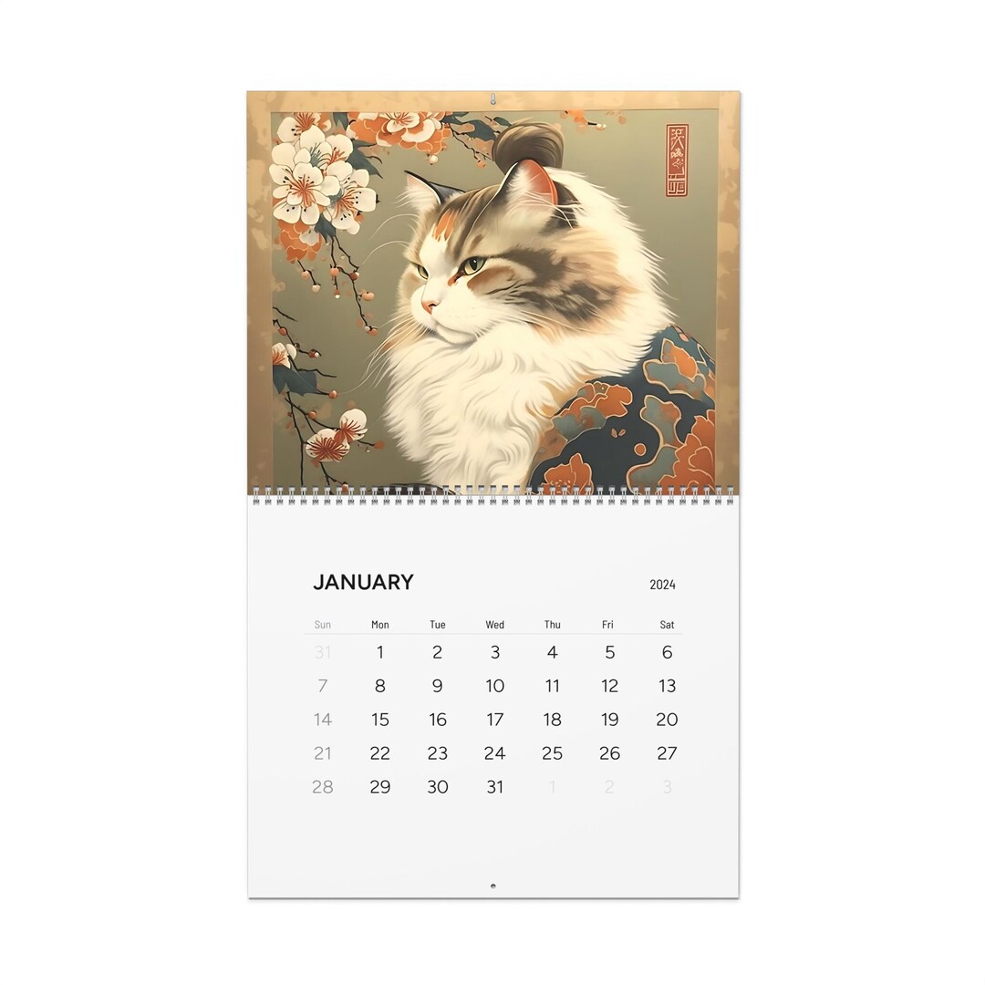 Cat Wall Calendar 2024 Aesthetic Hanging Calendar for Cat - Etsy