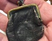 Antique Unique Coin Purse Leather bag Very Small Well Used