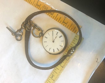 Pocket Watch ~ Runs ~ NO Back Cover ~ Great Human Hair Fob