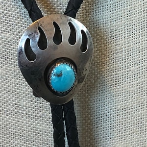 Vintage ~ Bolo Tie ~ Sterling Silver ~ Turquoise