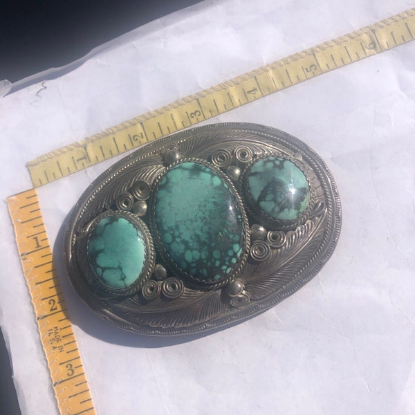 Turquoise Belt Buckle ~ Vintage ~ Well Made