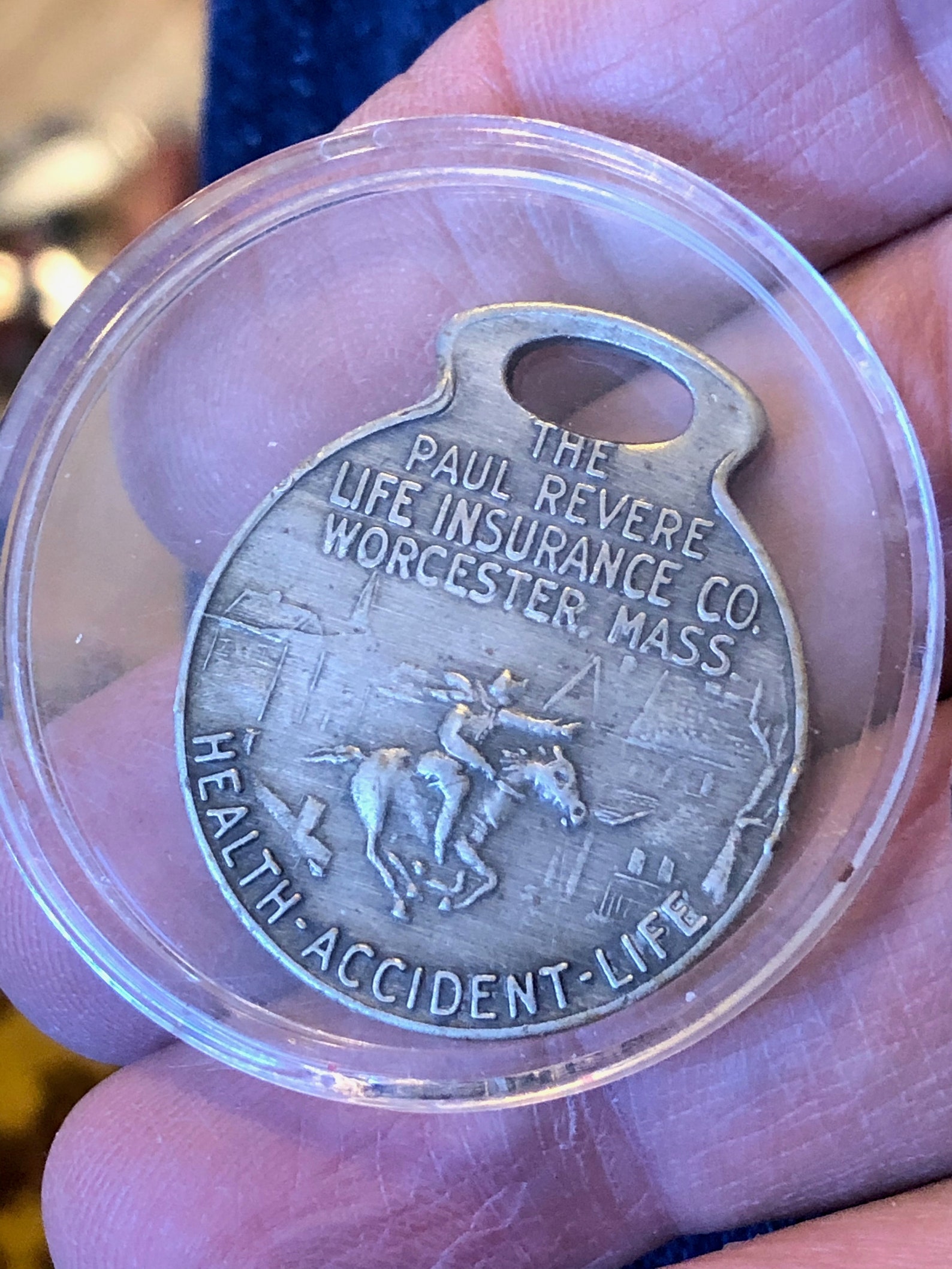 Antique Watch Fob Pocket Watch Paul Revere Insurance Tag