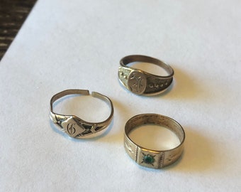 3 10K Gold ~ Baby Rings ~ Really Neat Pieces Of History!