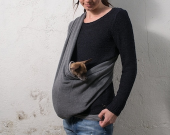 Dog sling grey fleece