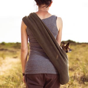 Dog sling fleece earth tone for dogs of all ages up to 18 lbs. image 4