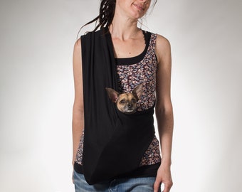 Dog sling black jogging fabric /dog carrier/ pet sling / for dogs up to 18 lbs