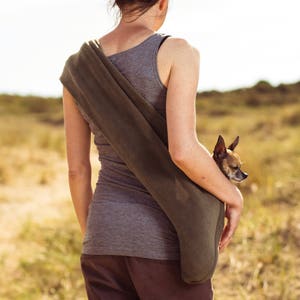 Dog sling fleece earth tone for dogs of all ages up to 18 lbs. image 5