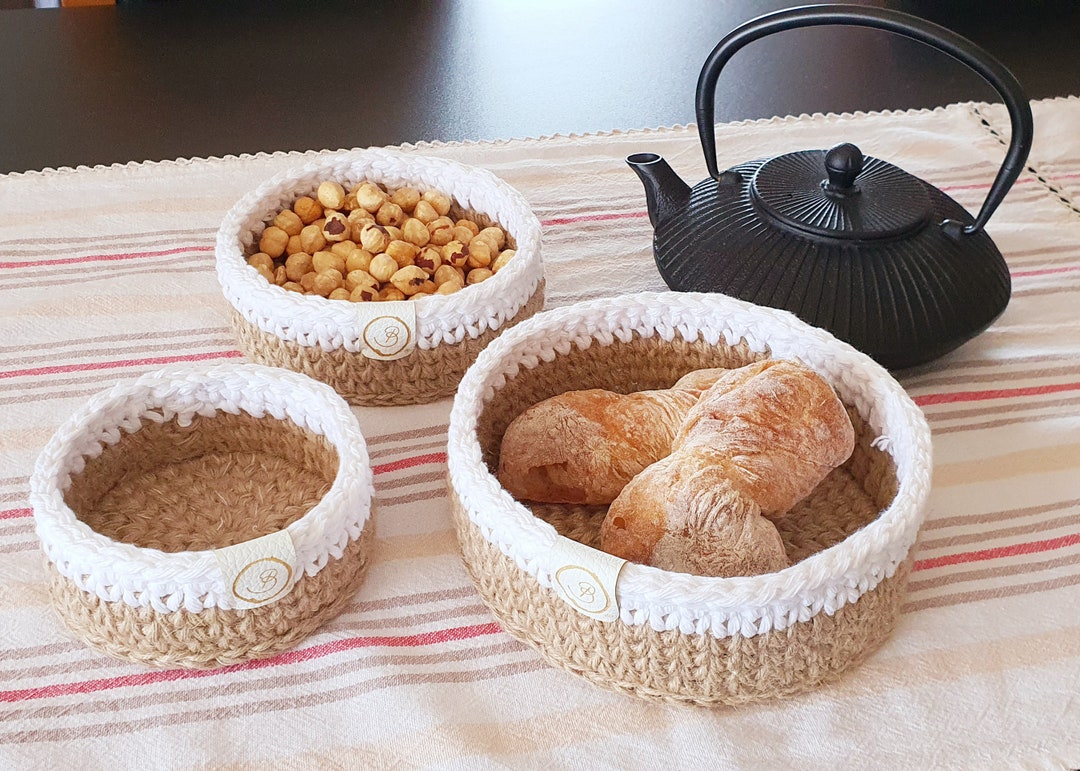 Set of 3 Nesting Baskets in Jute and String Useful Together Etsy UK