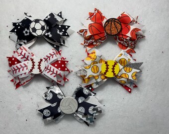 Soccer,Basketball,Baseball,Softball and Volleyball-5” layered bow with feltie-Sports bows