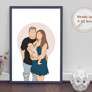 Faceless Digital Art Printable Art Profile Picture Personalized Faceless Portrait, Couple Illustration, Valentines Day Gift Digital Portrait