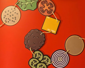 Burger String Banner-Paper Garland-Hamburger Decoration