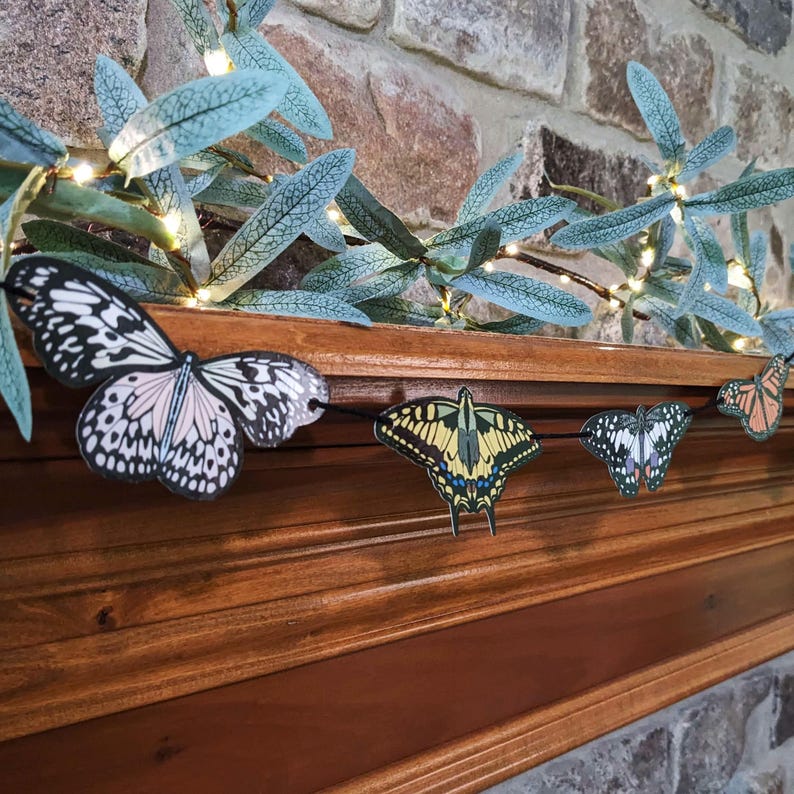 Butterfly String Banner-Paper Garland-Butterfly Decoration image 1