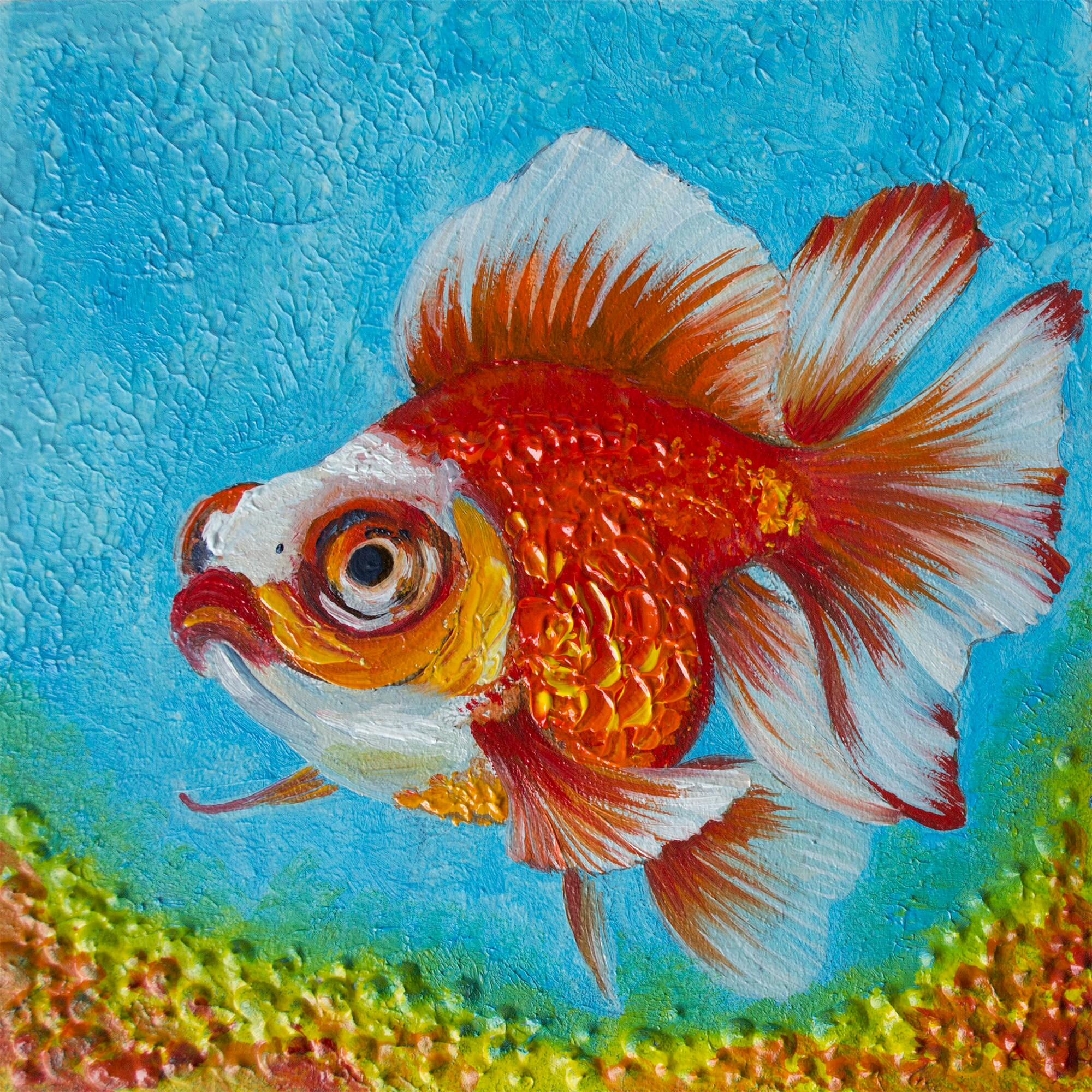 Portrait Painting on Canvas, Warrior Girl Sisters Goldfish 16x20