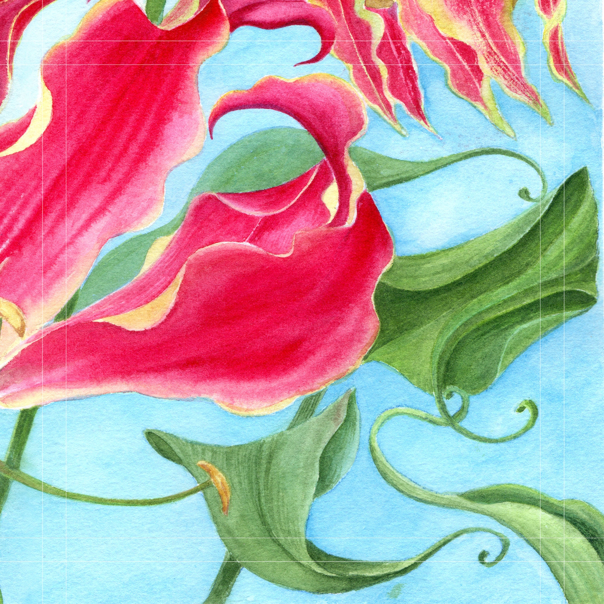 グロリオサ：水彩オリジナルアートワーク • 12x9.5インチ - Etsy 日本