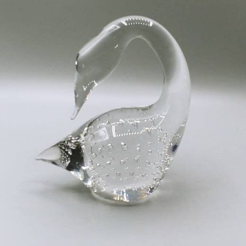 Art Glass Swan with Control Bubbles